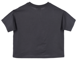 T-Shirt Crop Top Kuromi Sanrio Maglietta Maniche Corte 100% Cotone Ragazzina - Ez16024grigio