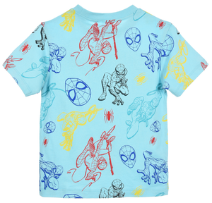 T-Shirt Spiderman MARVEL Maniche Corte Maglietta 100% Cotone Bambino - Ez10137azzurro