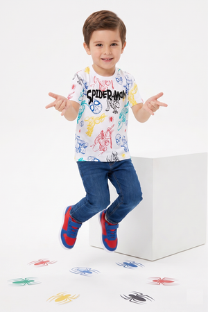 T-Shirt Spiderman MARVEL Maniche Corte Maglietta 100% Cotone Bambino - Ez10137bianco
