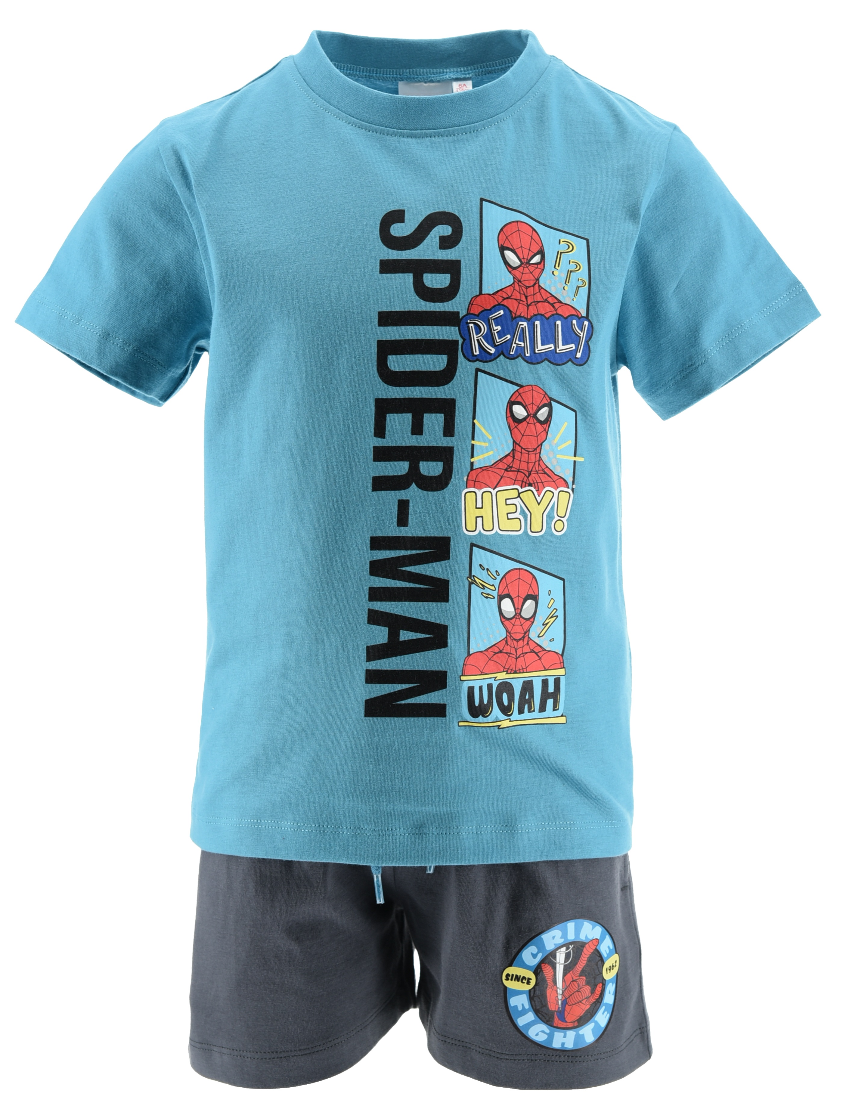 Completo Spiderman MARVEL 2 Pezzi T-Shirt e Bermuda in Cotone Bambino - Ez10132turchese