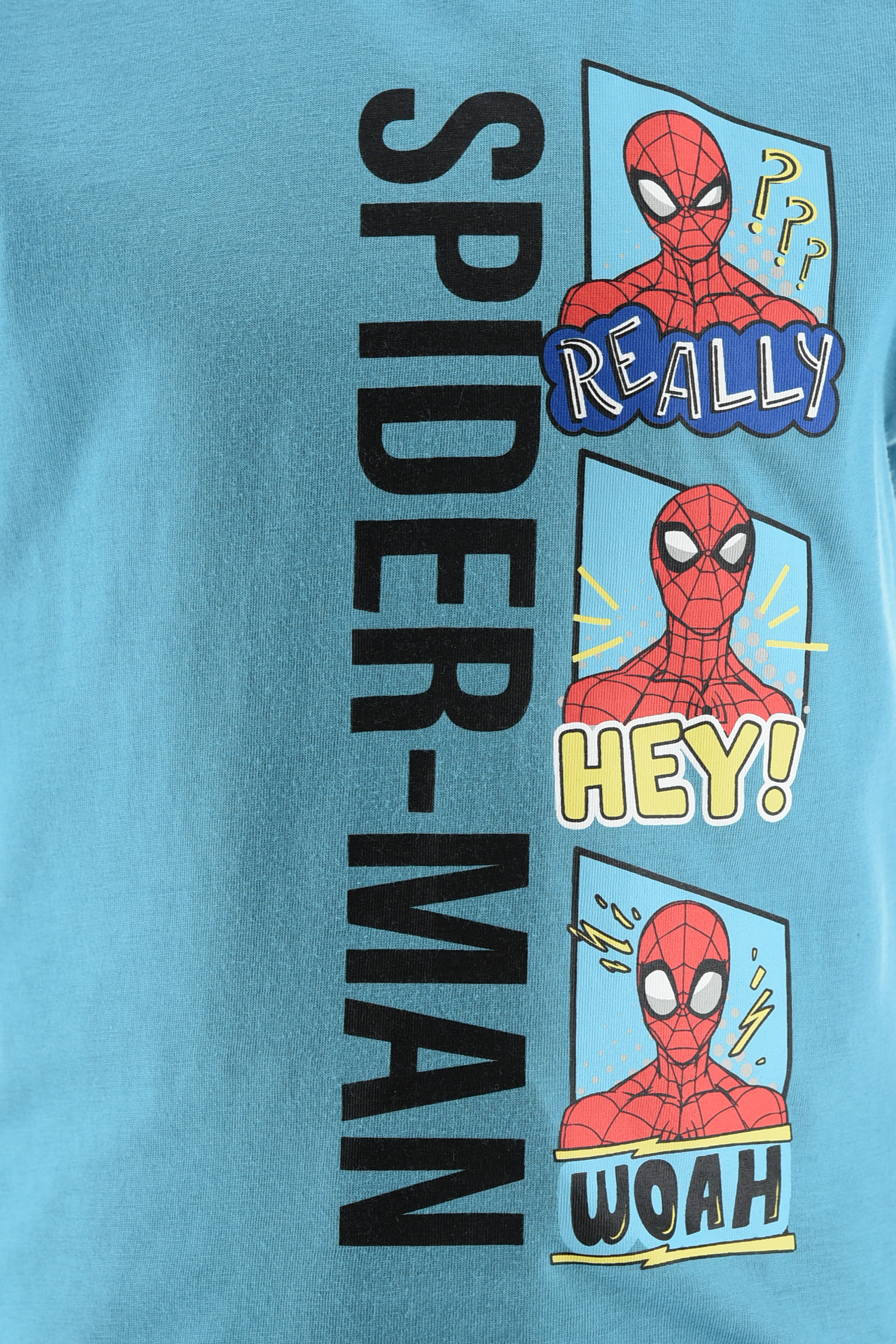 Completo Spiderman MARVEL 2 Pezzi T-Shirt e Bermuda in Cotone Bambino - Ez10132turchese