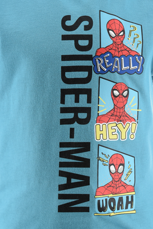 Completo Spiderman MARVEL 2 Pezzi T-Shirt e Bermuda in Cotone Bambino - Ez10132turchese