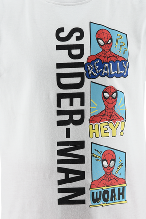 Completo Spiderman MARVEL 2 Pezzi T-Shirt e Bermuda in Cotone Bambino - Ez10132bianco