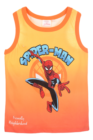 Canotta Spiderman MARVEL Bambino Smanicata 100% Cotone con Stampa Frontale - Ez10126arancio