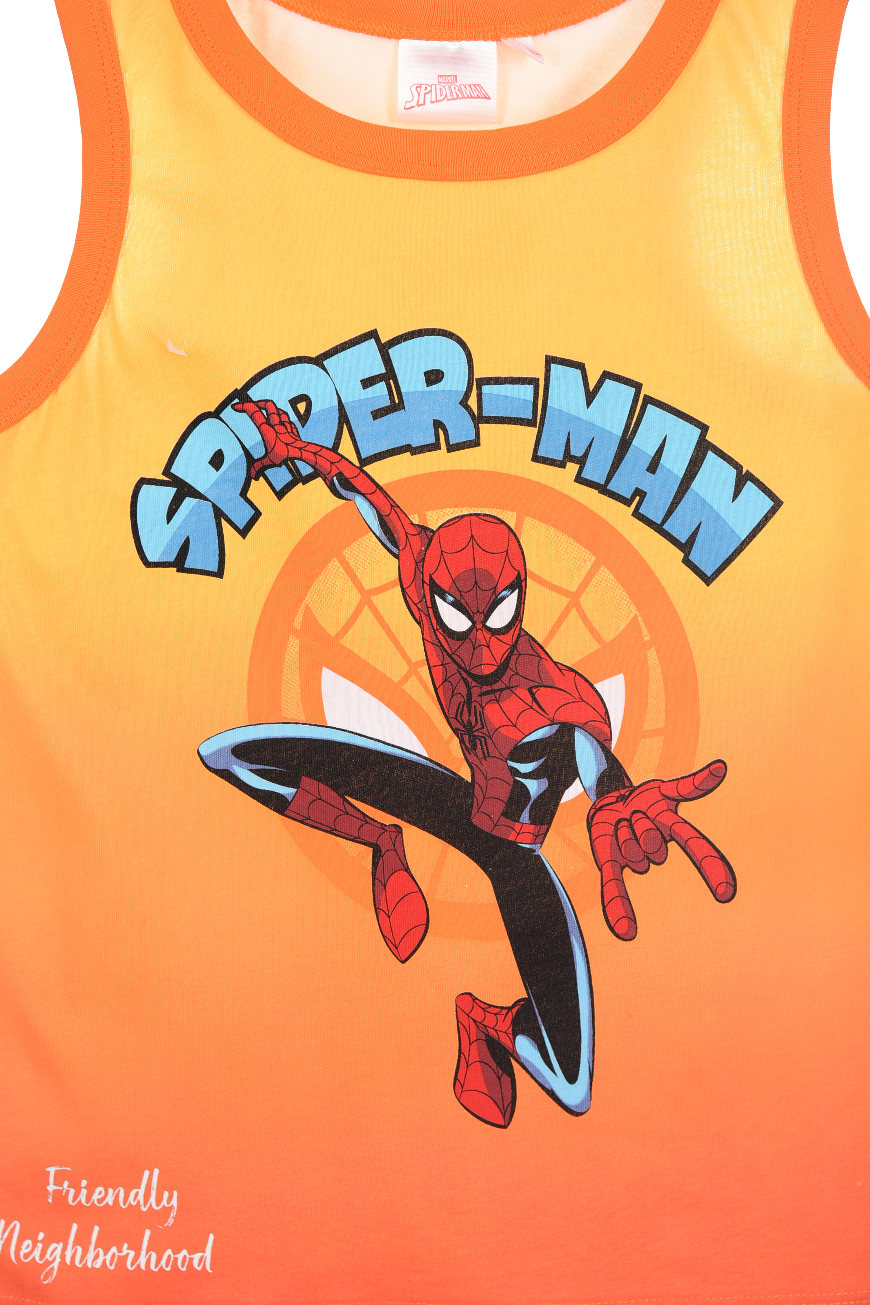 Canotta Spiderman MARVEL Bambino Smanicata 100% Cotone con Stampa Frontale - Ez10126arancio