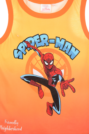 Canotta Spiderman MARVEL Bambino Smanicata 100% Cotone con Stampa Frontale - Ez10126arancio