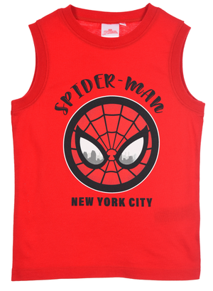 Canotta Spiderman MARVEL Bambino Smanicata 100% Cotone con Stampa Frontale - Ez10129rosso