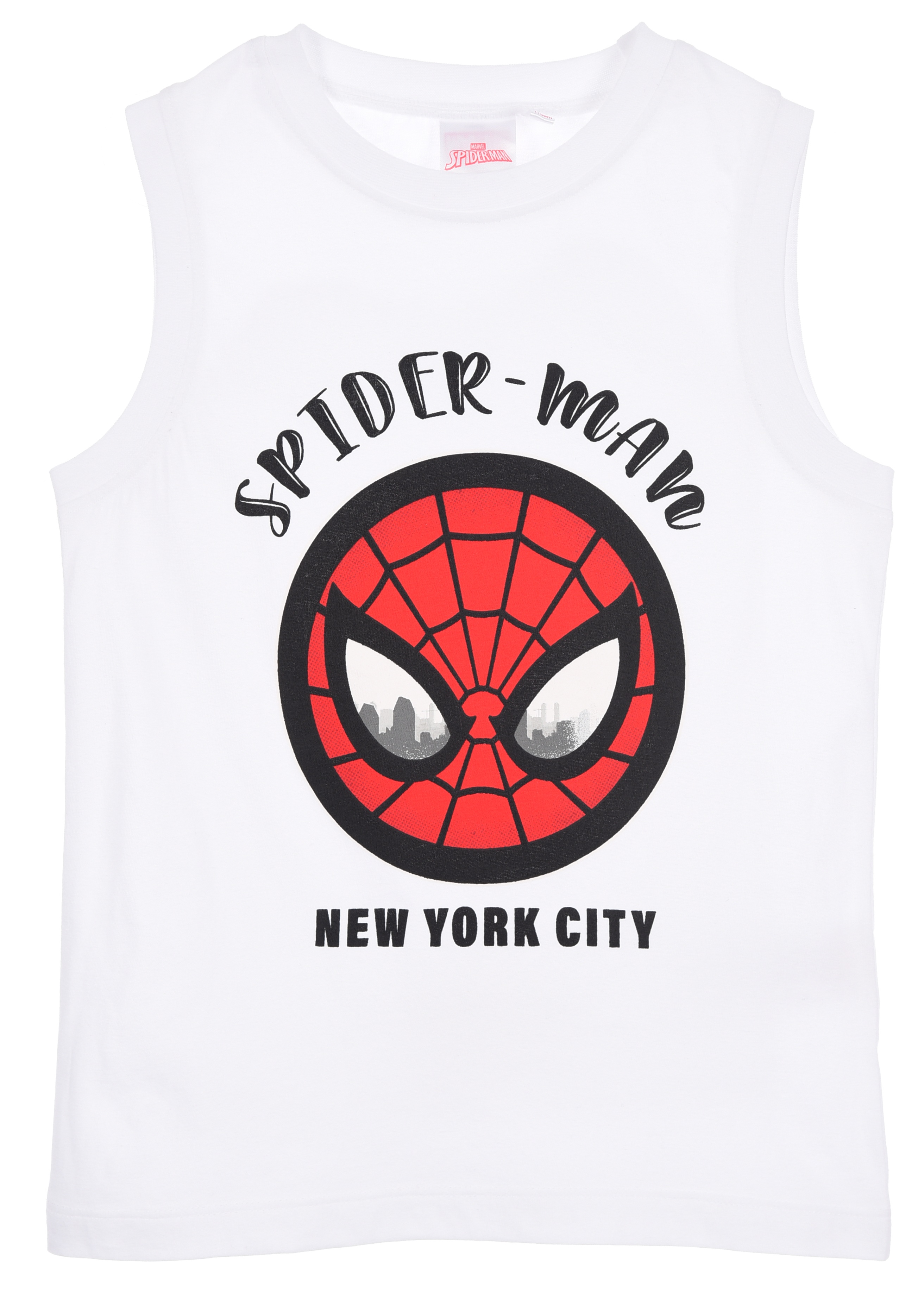 Canotta Spiderman MARVEL Bambino Smanicata 100% Cotone con Stampa Frontale - Ez10129bianco