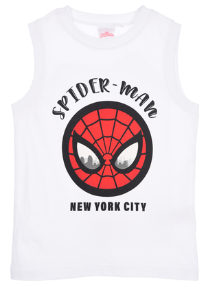Canotta Spiderman MARVEL Bambino Smanicata 100% Cotone con Stampa Frontale - Ez10129bianco