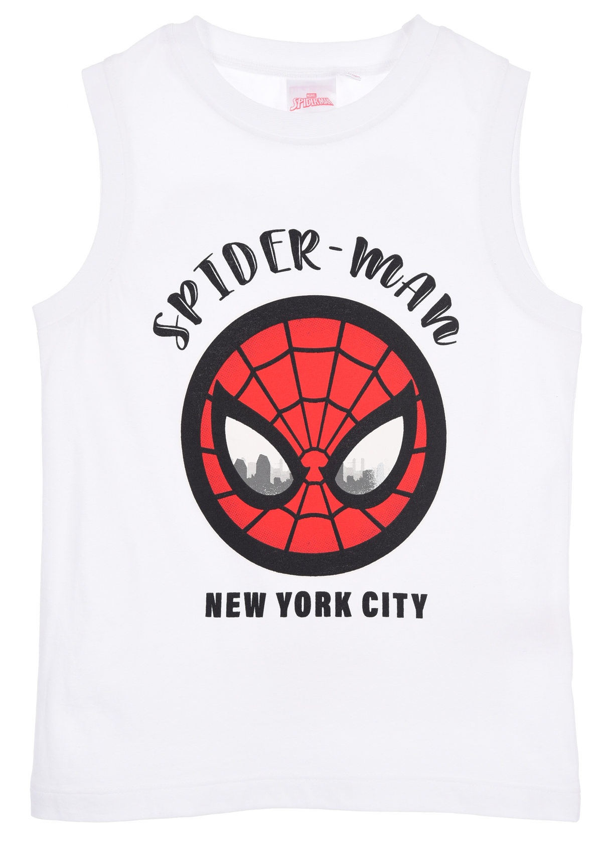 Canotta Spiderman MARVEL Bambino Smanicata 100% Cotone con Stampa Frontale - Ez10129bianco