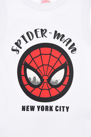 Canotta Spiderman MARVEL Bambino Smanicata 100% Cotone con Stampa Frontale - Ez10129bianco