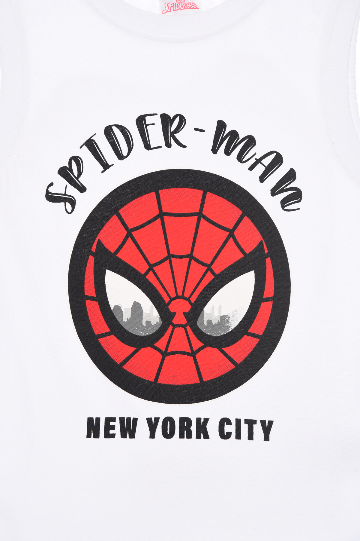 Canotta Spiderman MARVEL Bambino Smanicata 100% Cotone con Stampa Frontale - Ez10129bianco