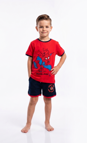 Completo Spiderman MARVEL 2 Pezzi T-Shirt e Bermuda in Cotone Bambino - Ez10223rosso