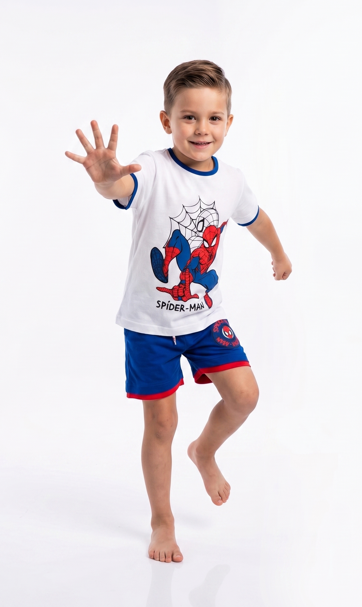 Completo Spiderman MARVEL 2 Pezzi T-Shirt e Bermuda in Cotone Bambino - Ez10223bianco