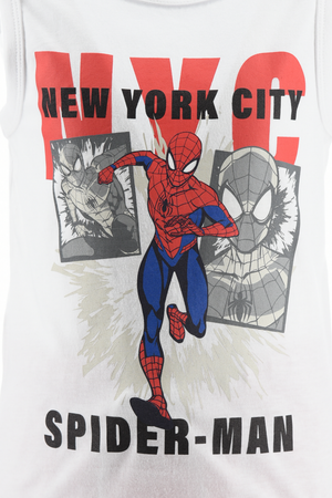Completo Spiderman MARVEL 2 Pezzi Canotta e Bermuda in Cotone Bambino - Ez10133bianco