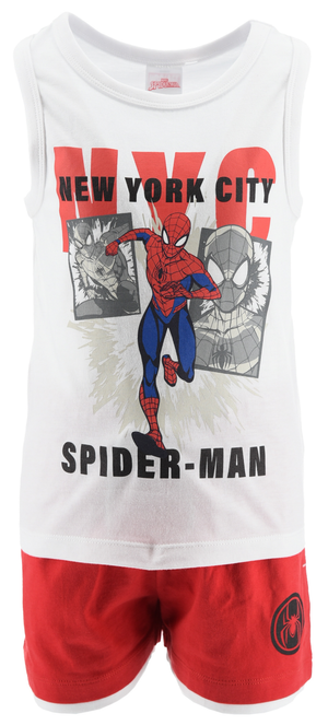 Completo Spiderman MARVEL 2 Pezzi Canotta e Bermuda in Cotone Bambino - Ez10133bianco