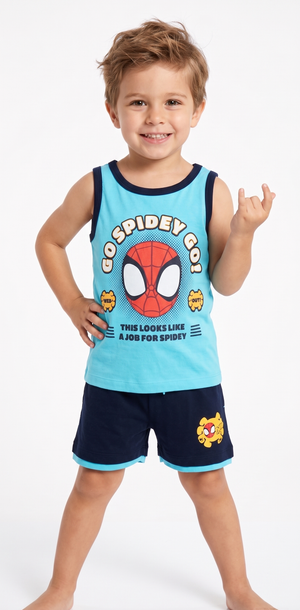 Completo Spidey MARVEL 2 Pezzi Canotta e Bermuda in Cotone Bambino - Ez10159azzurro
