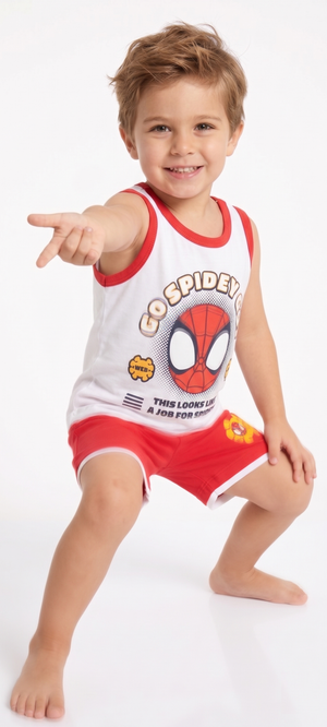 Completo Spidey MARVEL 2 Pezzi Canotta e Bermuda in Cotone Bambino - Ez10159bianco