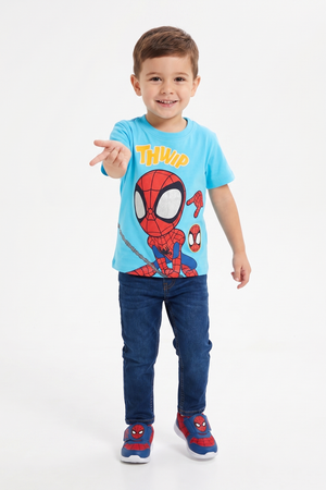 T-Shirt Spidey MARVEL Maniche Corte Maglietta 100% Cotone Bambino - Ez10160azzurro