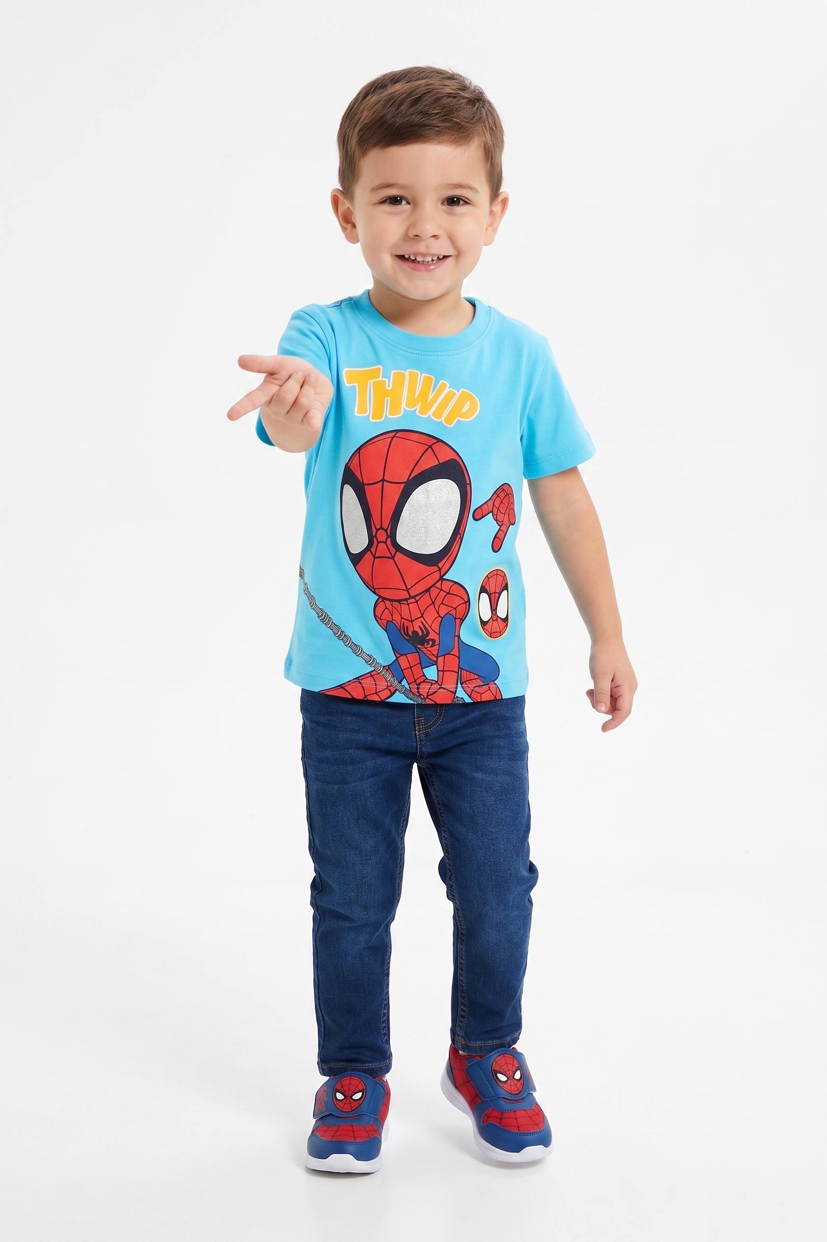 T-Shirt Spidey MARVEL Maniche Corte Maglietta 100% Cotone Bambino - Ez10160azzurro