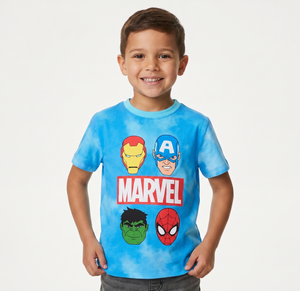 T-Shirt Avengers MARVEL Maniche Corte Maglietta Tie-Dye 100% Cotone Bambino - Ez10151azzurro