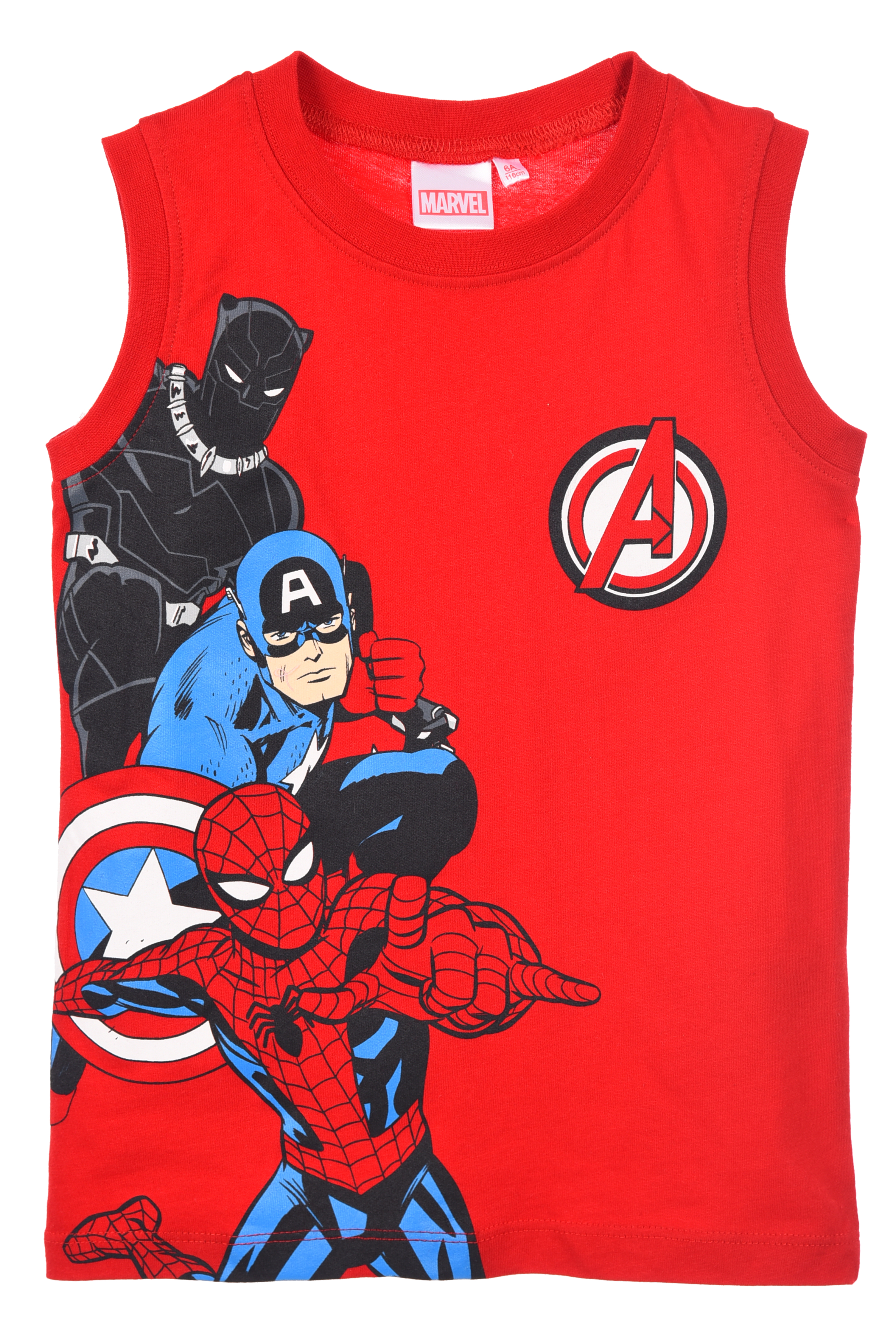 Canotta Avengers MARVEL Bambino Smanicata 100% Cotone con Stampa Frontale - Ez10094rosso
