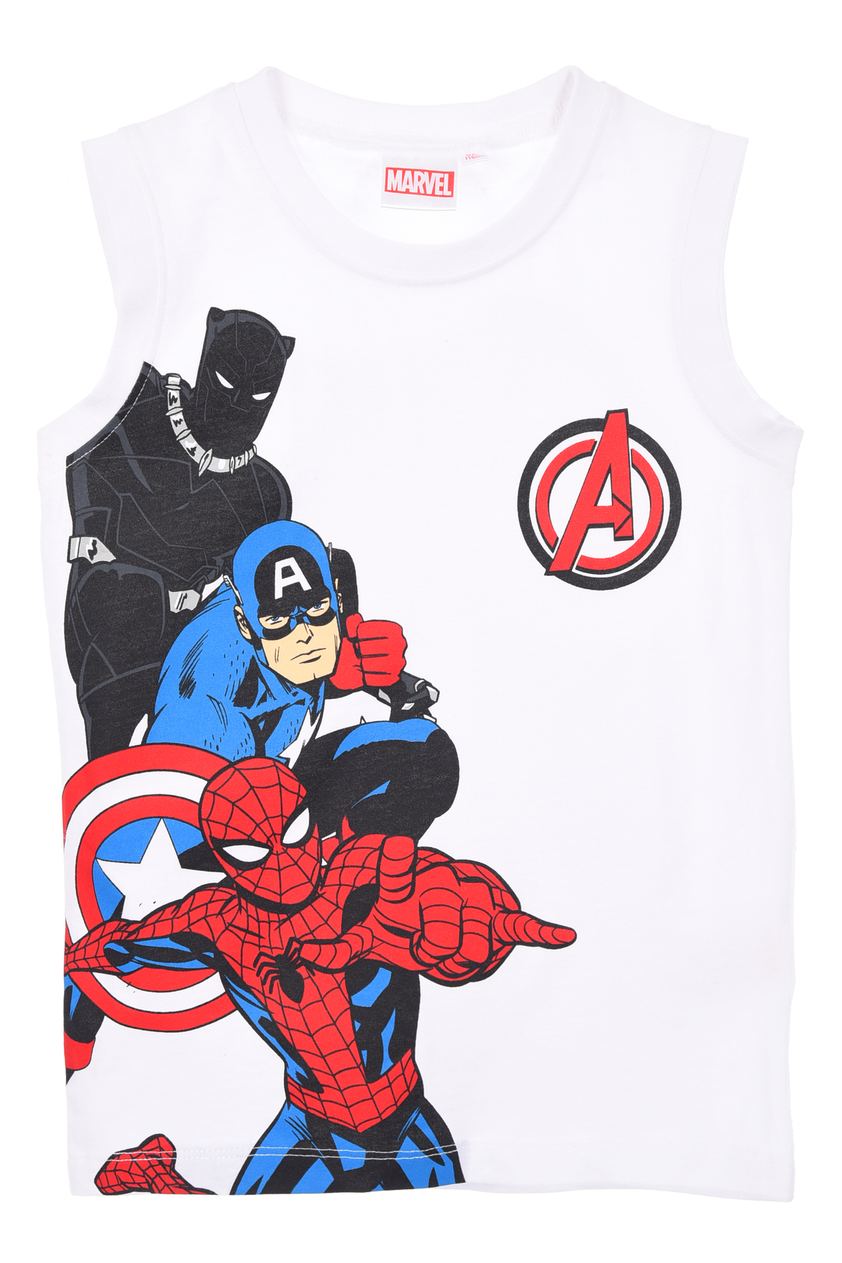 Canotta Avengers MARVEL Bambino Smanicata 100% Cotone con Stampa Frontale - Ez10094bianco