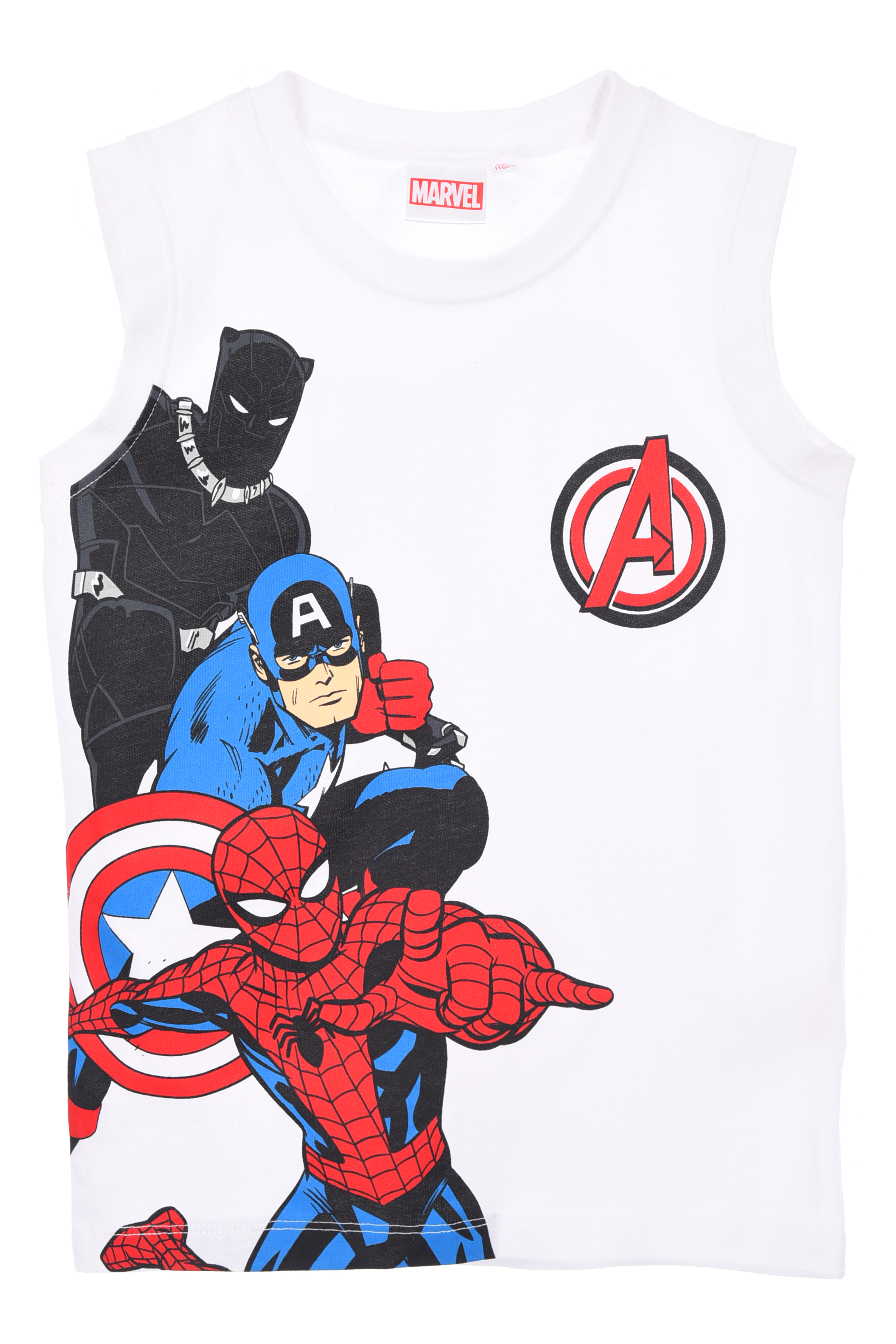 Canotta Avengers MARVEL Bambino Smanicata 100% Cotone con Stampa Frontale - Ez10094bianco