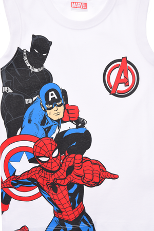 Canotta Avengers MARVEL Bambino Smanicata 100% Cotone con Stampa Frontale - Ez10094bianco