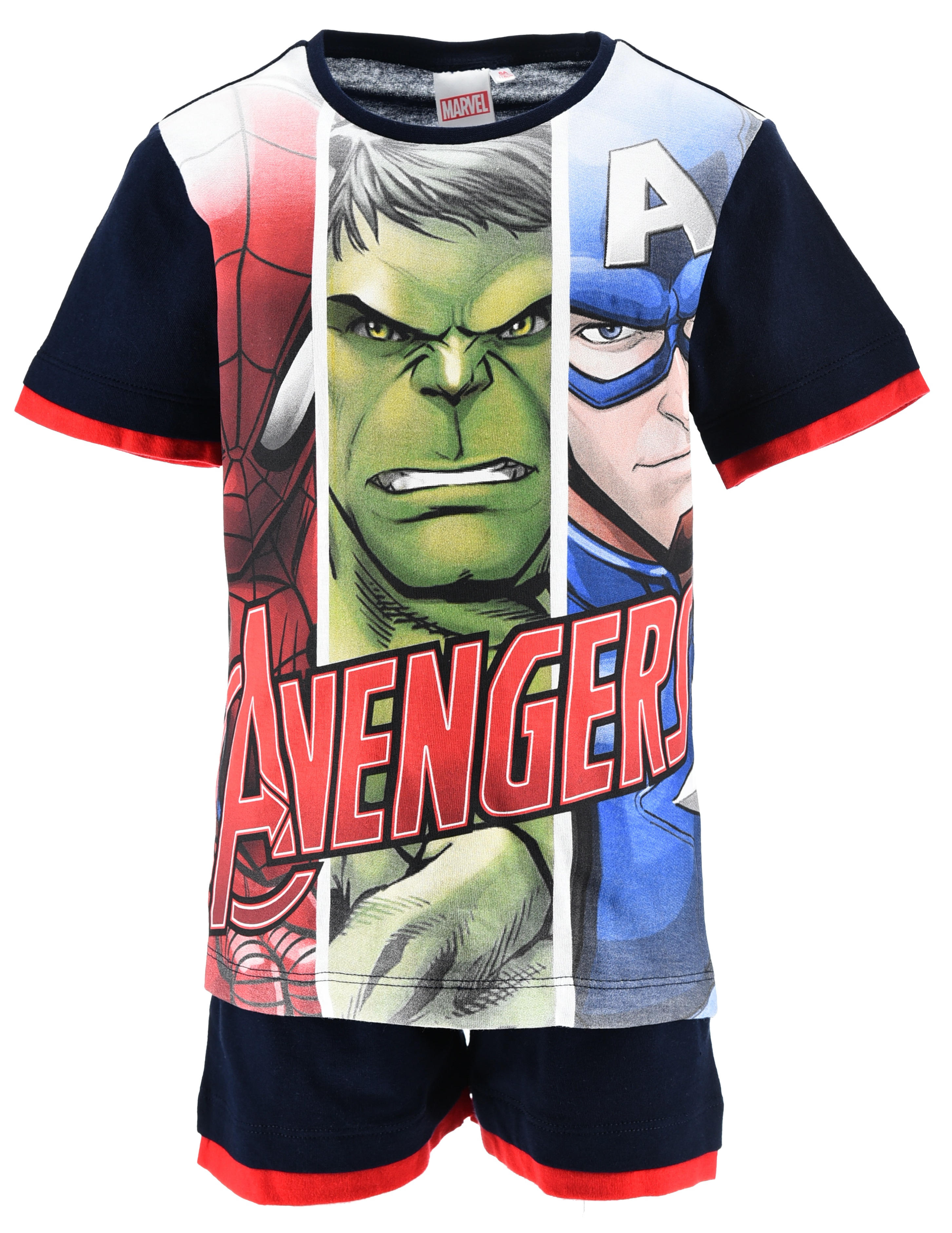 Completo Avengers MARVEL 2 Pezzi T-Shirt e Bermuda in Cotone Bambino - Ez10224navy