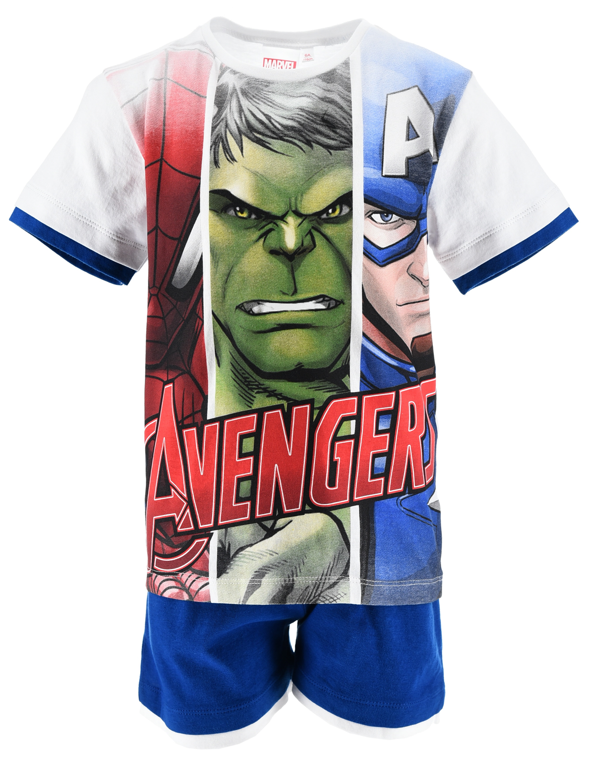 Completo Avengers MARVEL 2 Pezzi T-Shirt e Bermuda in Cotone Bambino - Ez10224bianco