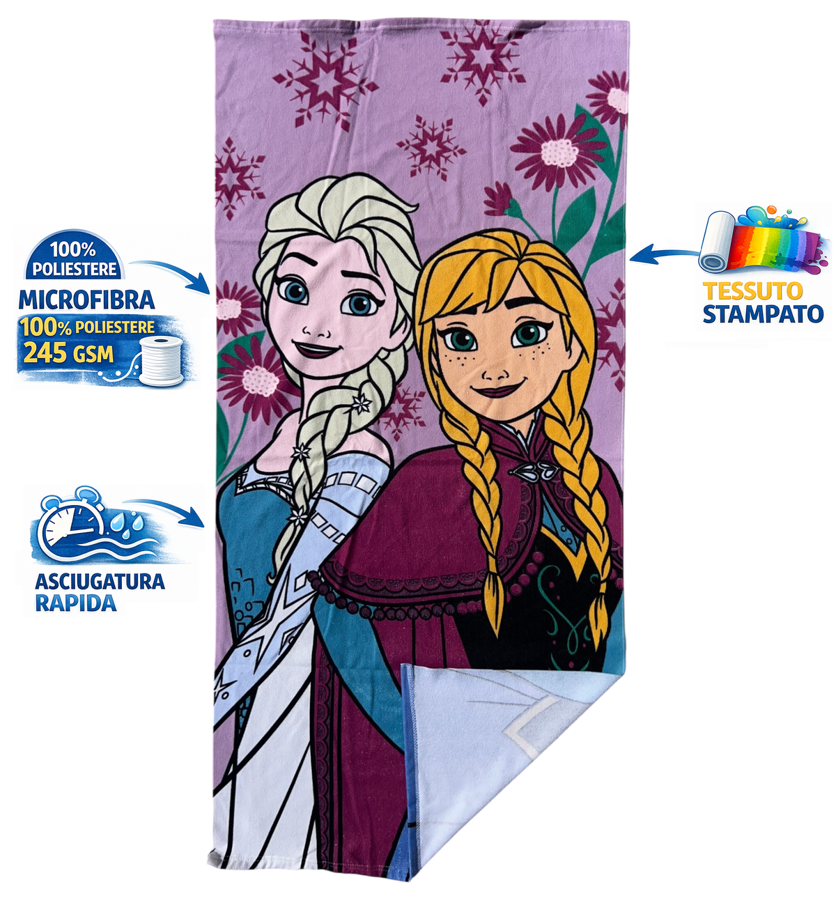 Telo Mare Frozen DISNEY Asciugamano per Bambini in Microfibra CM 140x70 - Fro2082