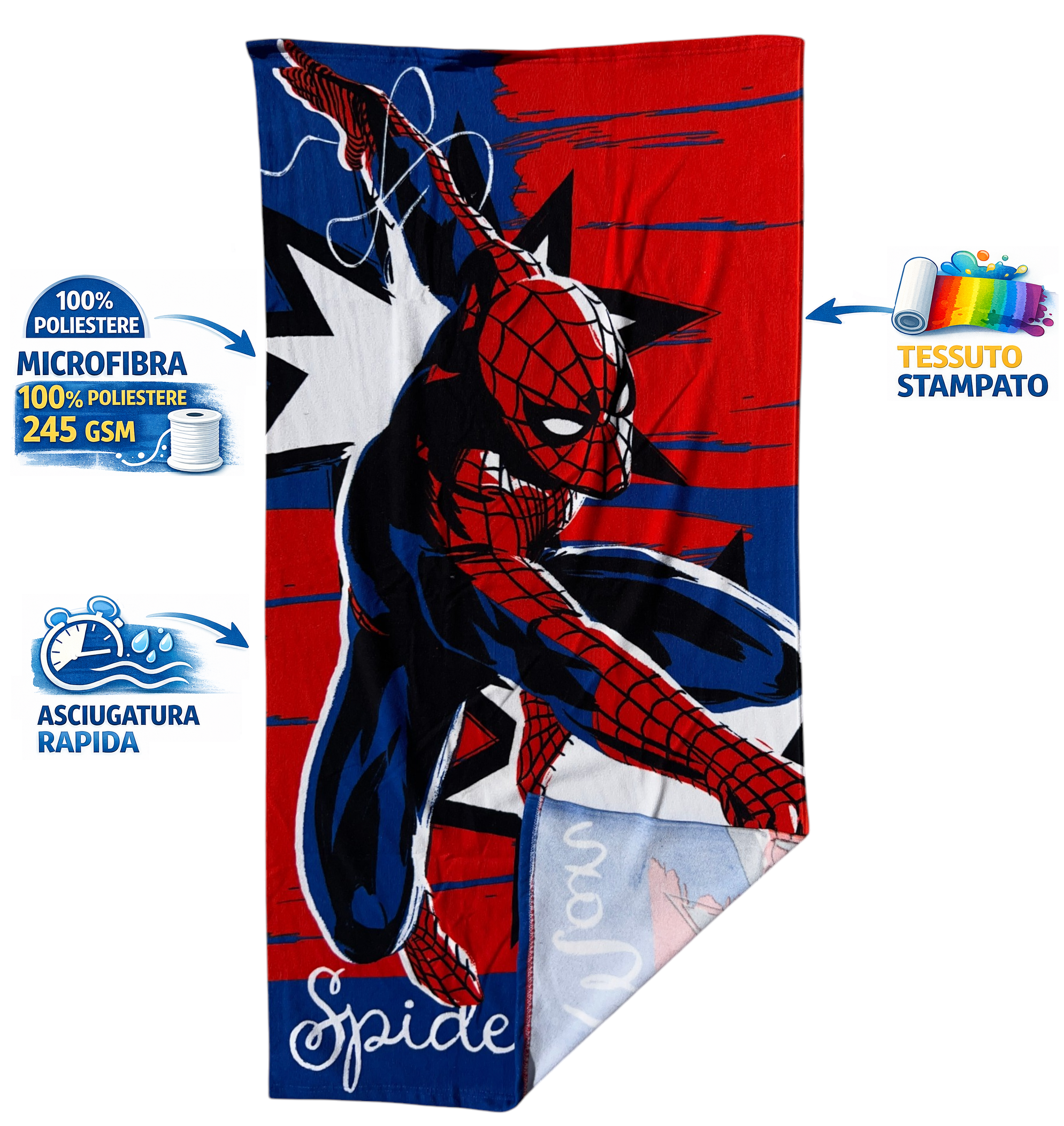 Telo Mare Spiderman MARVEL Asciugamano per Bambini in Microfibra CM 140x70 - Spm1715