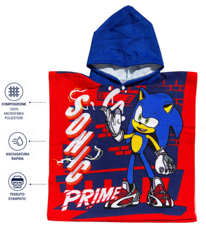 Poncho Mare Sonic 100 X 50 CM Accappatoio per Bambini 100% Pl - Scp2070