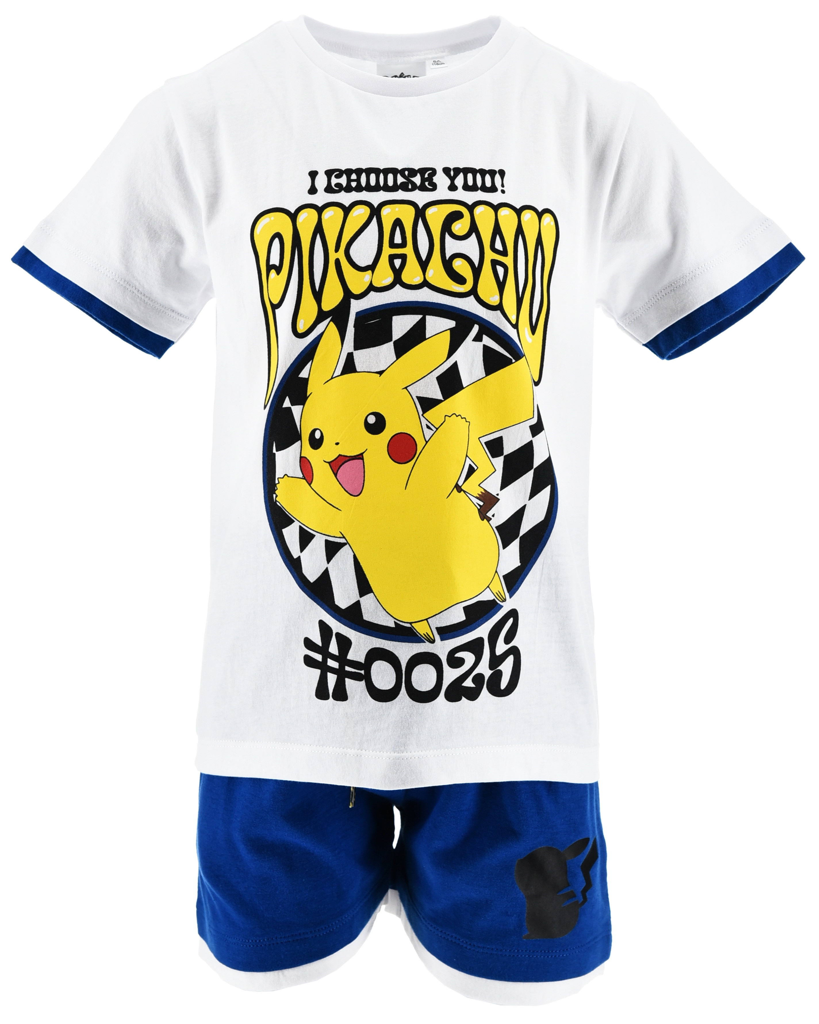 Completo Pikachu Pokémon 2 Pezzi T-Shirt e Bermuda in Cotone Bambino - Ez10225bianco
