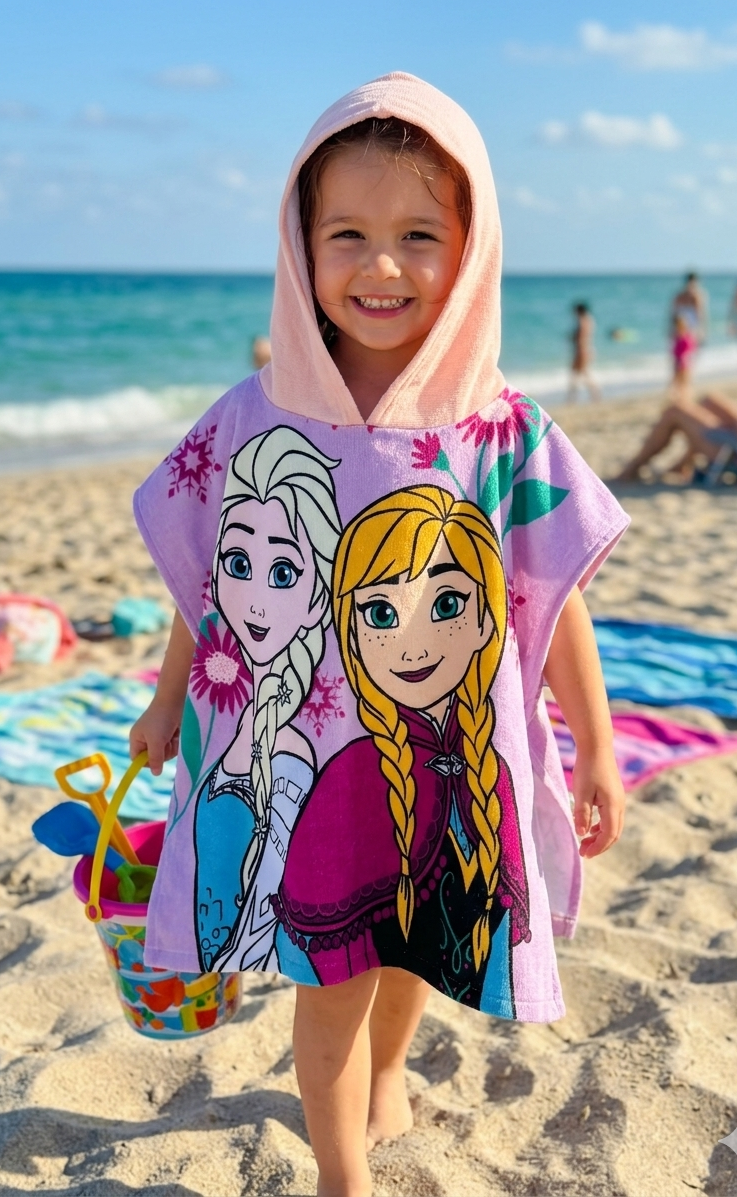 Poncho Mare Frozen DISNEY 100 X 50 CM Accappatoio per Bambini 100% Pl - Fro2085