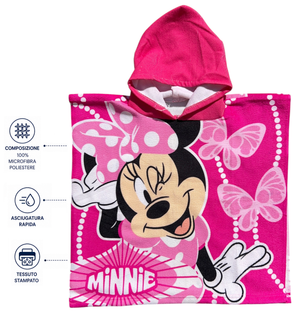Poncho Mare Minnie DISNEY 100 X 50 CM Accappatoio per Bambini 100% Pl - Min2063