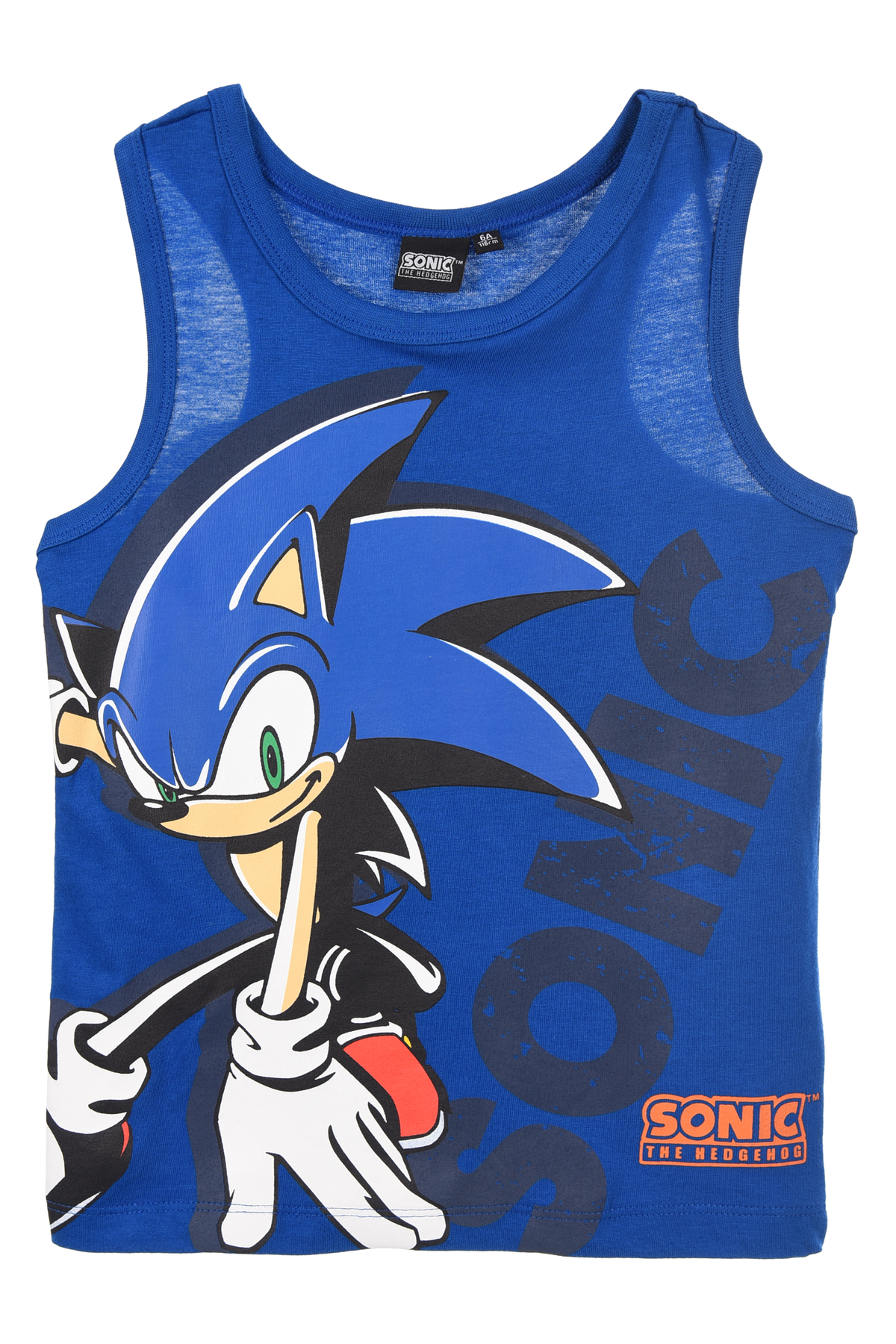 Canotta Sonic the Hedgehog Bambino Smanicata 100% Cotone con Stampa Frontale - Ez10123blu