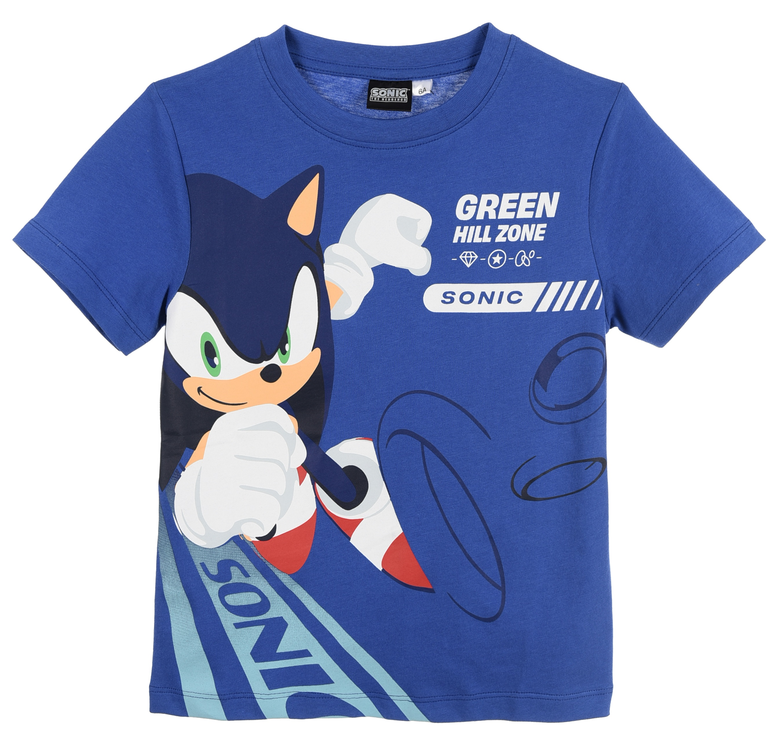 T-Shirt Sonic the Hedgehog Maniche Corte Maglietta 100% Cotone Bambino - Ez10143blu