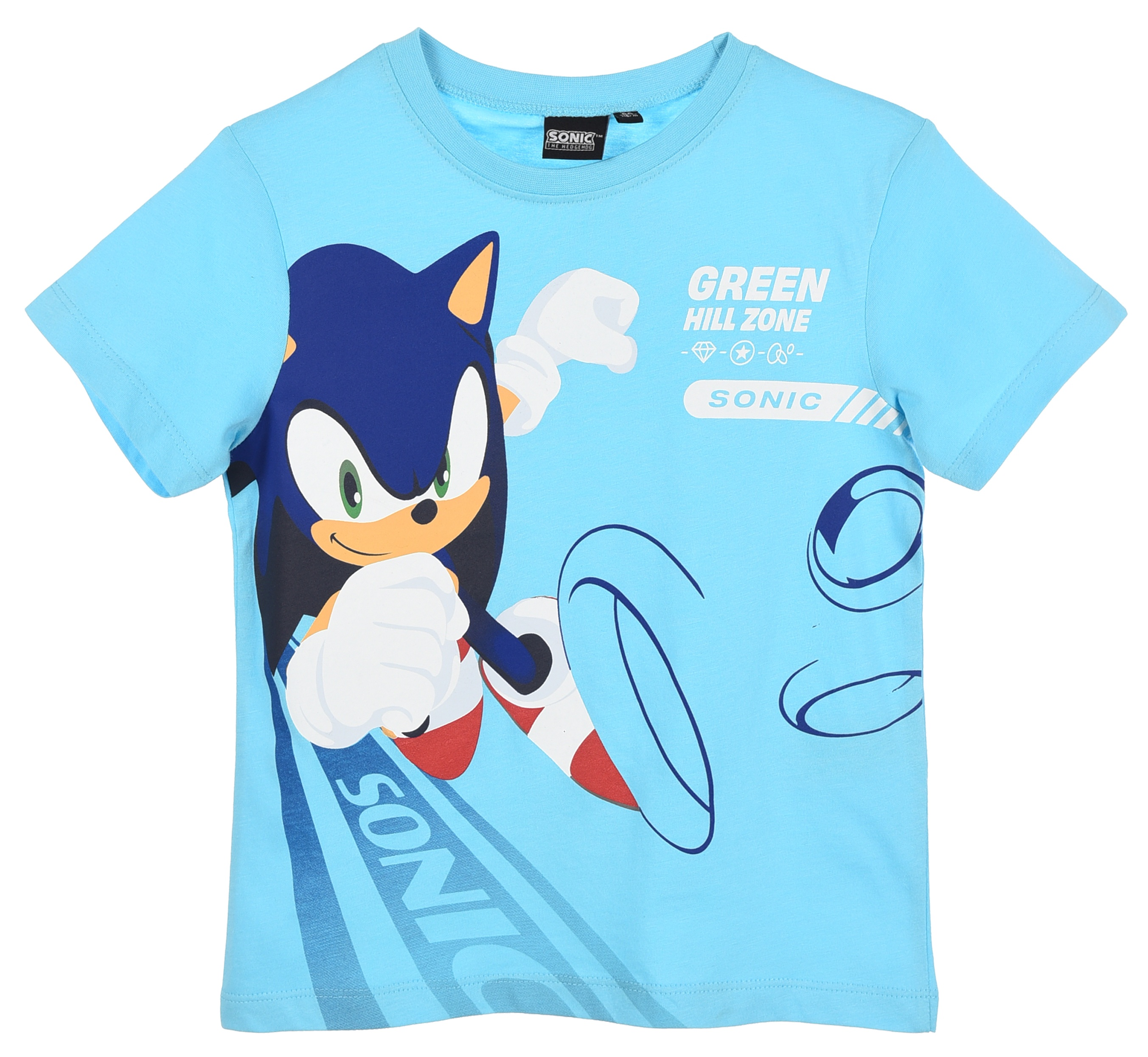 T-Shirt Sonic the Hedgehog Maniche Corte Maglietta 100% Cotone Bambino - Ez10143turchese