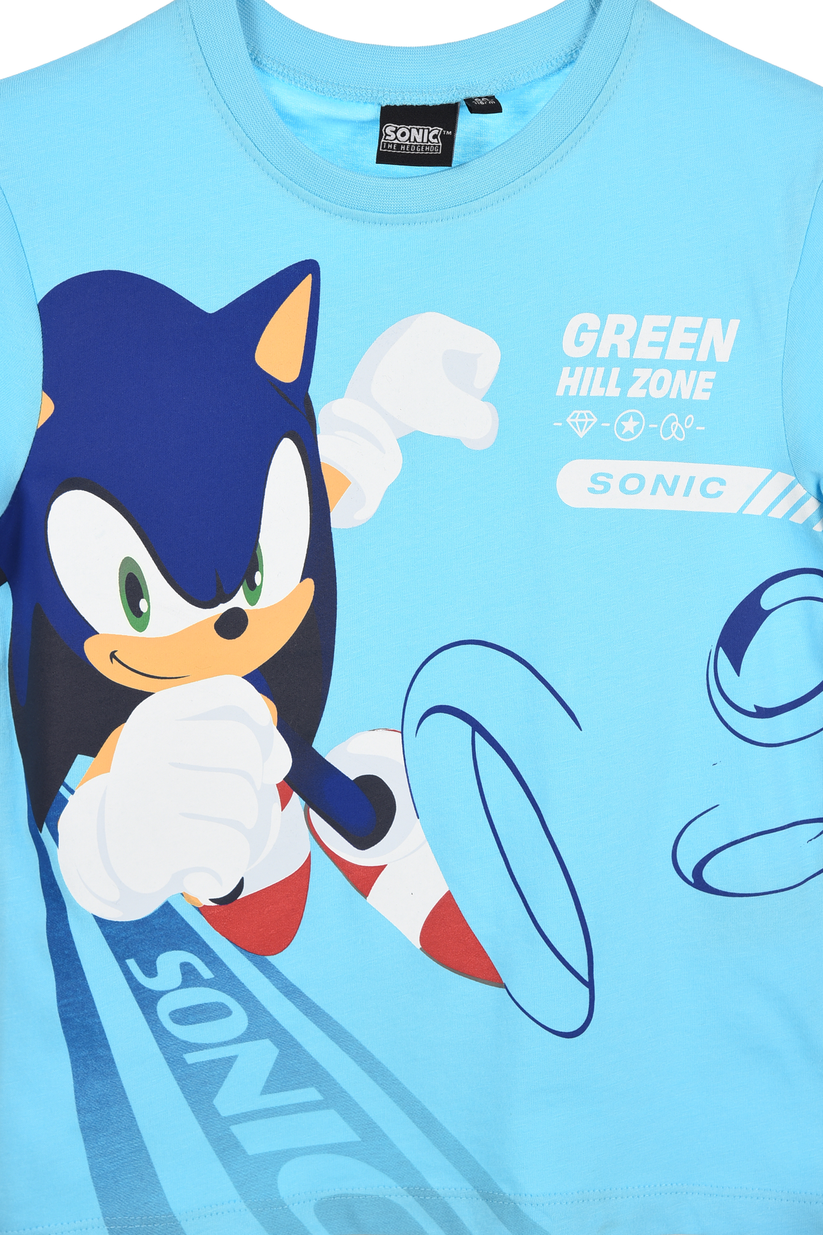 T-Shirt Sonic the Hedgehog Maniche Corte Maglietta 100% Cotone Bambino - Ez10143turchese