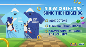 T-Shirt Sonic the Hedgehog Maniche Corte Maglietta 100% Cotone Bambino - Ez10143turchese