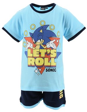 Completo Sonic the Hedgehog 2 Pezzi T-Shirt e Bermuda in Cotone Bambino - Ez10226azzurro