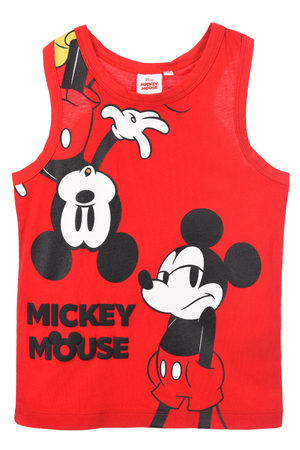 Canotta Topolino DISNEY Bambino Smanicata 100% Cotone con Stampa Frontale - Ez10158rosso