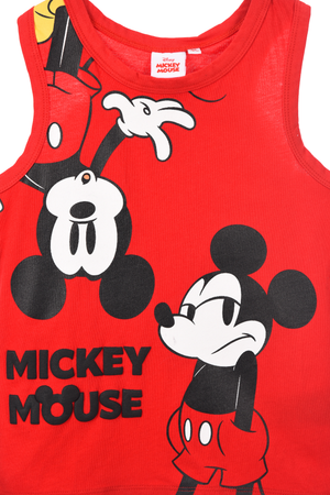 Canotta Topolino DISNEY Bambino Smanicata 100% Cotone con Stampa Frontale - Ez10158rosso