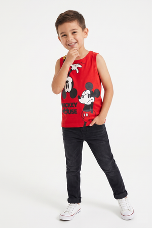 Canotta Topolino DISNEY Bambino Smanicata 100% Cotone con Stampa Frontale - Ez10158rosso
