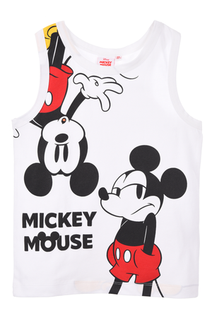 Canotta Topolino DISNEY Bambino Smanicata 100% Cotone con Stampa Frontale - Ez10158bianco