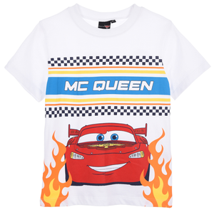 T-Shirt Cars DISNEY Maniche Corte Maglietta 100% Cotone Bambino - Ez10098bianco