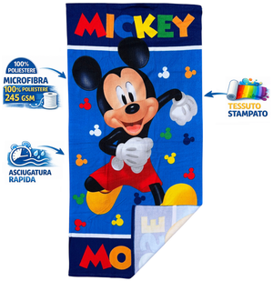 Telo Mare Topolino DISNEY Asciugamano per Bambini in Microfibra CM 140x70 - Je14178ad