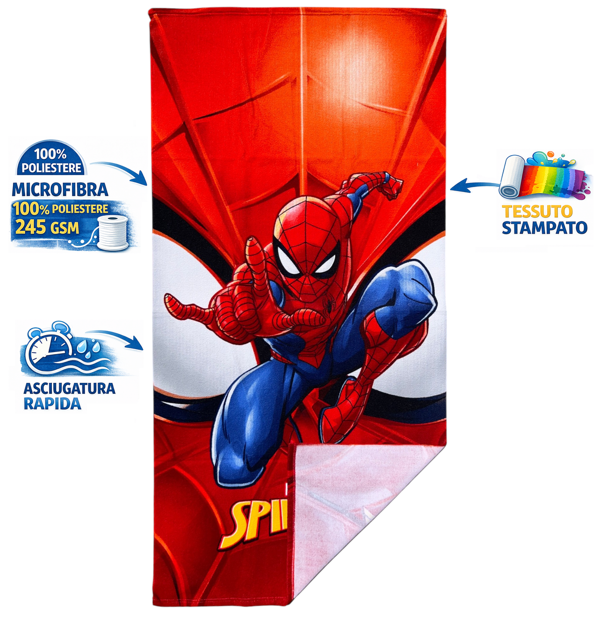 Telo Mare Spiderman MARVEL Asciugamano per Bambini in Microfibra CM 140x70 - Je12669ad